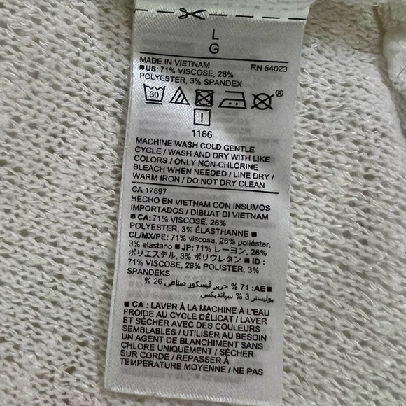 OLD NAVY | White, Lightweight Loose Knit Woven Open Front Cardigan (L) - Picture 4 of 5